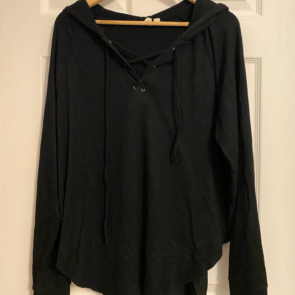 Cozy black lace up sweater from Gap